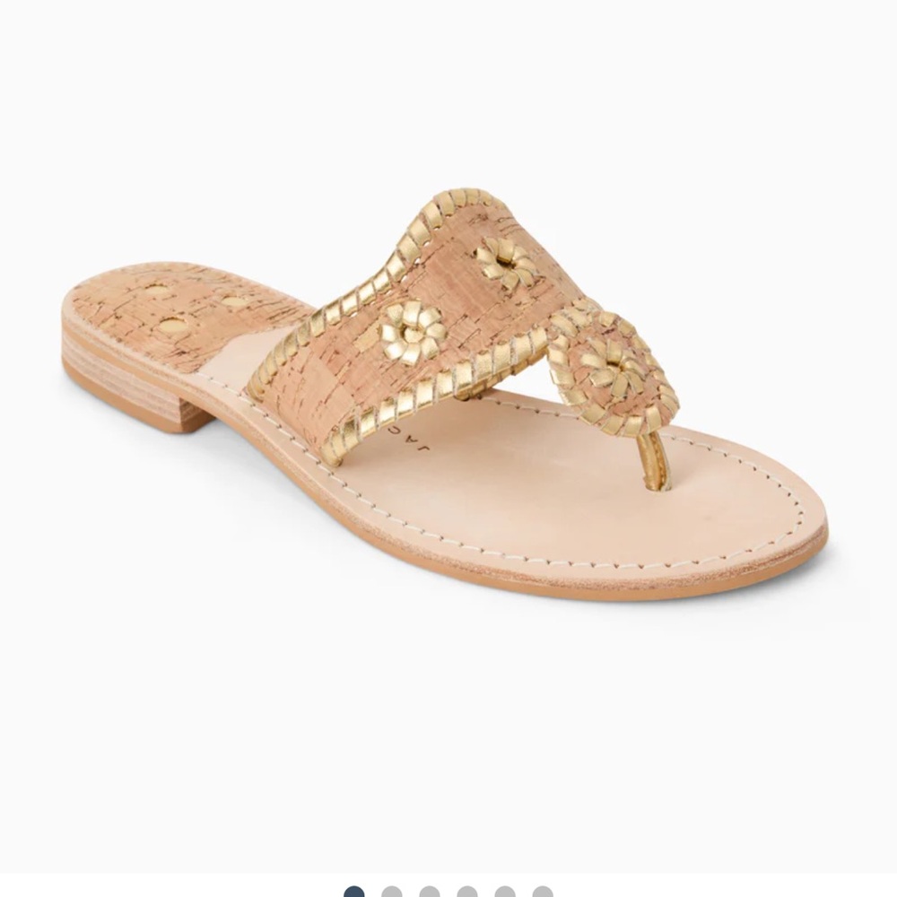 Jack Rogers Gold Cork Leather Thong Sandals NEW WITHOUT BOX - Picture 3 of 11